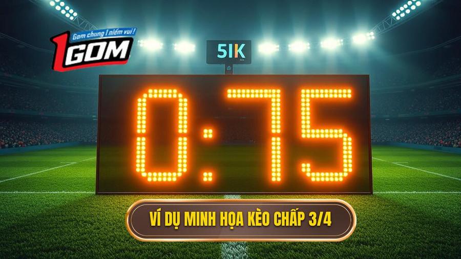 Bảng ví dụ minh họa Kèo chấp 3/4 (0.75)
